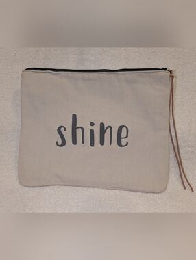 Canvas "shine" 9.5"x11.75 Lined Cosmetic Bag NEW WITH TAGS
